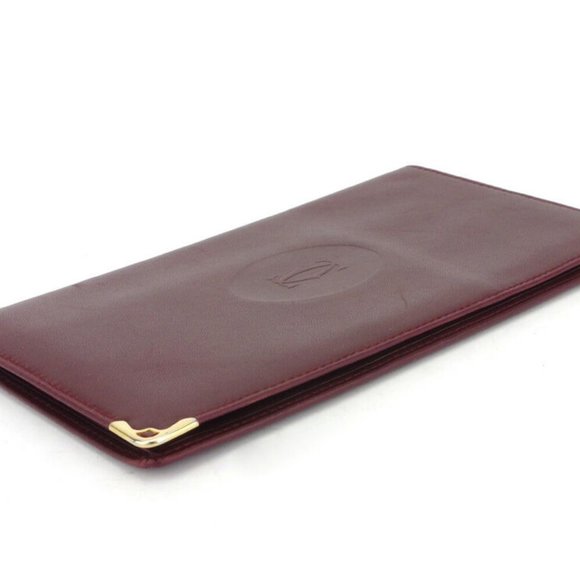 Cartier length wallet mast line Bordeaux leather Auth used T17439 - Picture 3 of 9